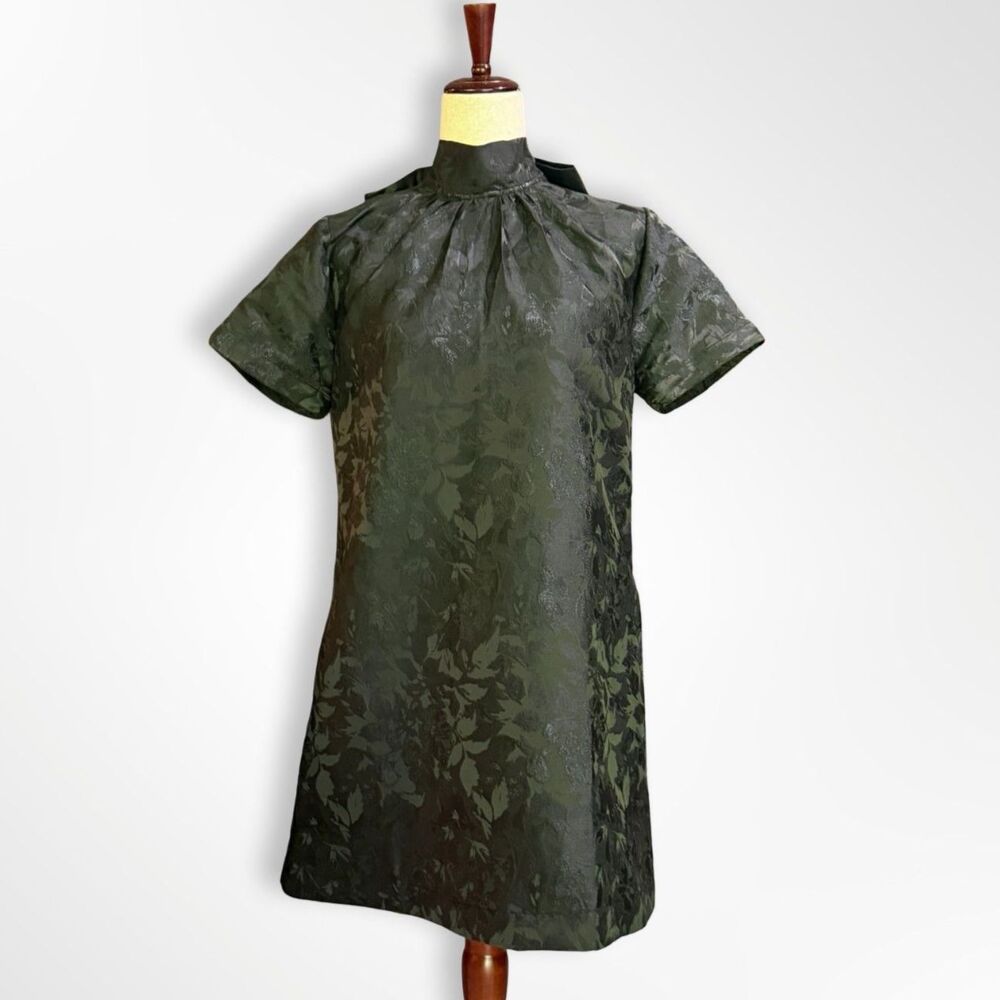 Pinch, NWT Black Short Sleeve Mini Shirt Dress with Bow, M